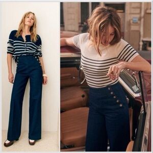 NWOT Sezane Marino Blue Denim Trousers sz 2 34